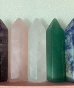 CrystalTears 5pcs Healing Crystal Single Point Wand Natural Gemstone Polished Tumbled Stone Decor-35mm 5pcs-35mm 15 71H32azy82L