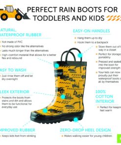 OAKI Kids Rubber Rain Boots with Easy-On Handles, Timber Critters, 11 Little Kid 9 71H4PYDH5L