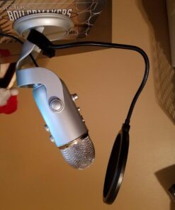 Dragonpad USA Microphone Pop Filter, for Blue Yeti, Blue Snowball - Flexible Gooseneck Microphone Mount and Double Layer Sound Shield Guard Windscreen black 69 71H4msv6siL