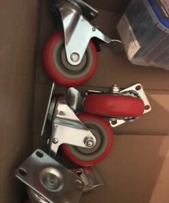 Online Best Service 4 Pack Caster Wheels Swivel Plate On Red Polyurethane Wheels (4 inch with Brake) 4 inch with Brake 36 71H5T9wOFWL