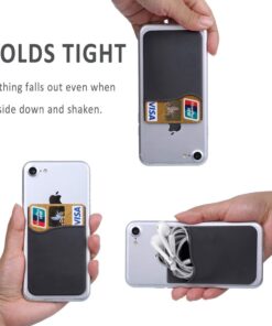Cell Phone Card Holder for Back of Phone Case. Silicone Stick On Pocket Wallet for iPhone, Android & Other Flat Surfaces (Black 5 Pack) Black 5 Pack 8 71H6DrL0g6L