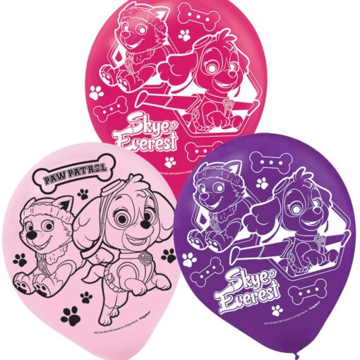 Girl Pups Paw Patrol 12" Latex Balloons 6 Count Party Supplies: Skye & Everest