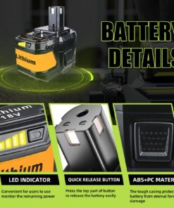 VINIDA 2Pack 18V 9.0Ah High Capacity Replacement for Ryobi 18V Battery Lithium P108 P105 P102 P103 P107 P109 P104 P122 Cordless Tools Battery Pack 9 71H6doCXlSL