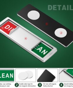 Cimkiz Dishwasher Magnet Clean Dirty Sign Shutter Only Changes When You Push It Non-Scratching Strong Magnet or 3M Adhesive Options Indicator Tells Whether Dishes Are Clean or Dirty (Silver) 1.silver 19 71H8OybIP3L