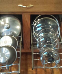 Rev-A-Shelf 2-Tier Kitchen Cabinet Pull Out 12" Cabinet Organizer for Pots, Pans, and Lid Cookware, Adjustable Heavy Duty Wire, Chrome, 5CW2-1222-CR 12 in. 67 71H8drSslBL