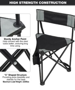 REDCAMP 2 Pack Tripod Camping Chairs Folding Lightweight, Portbal 3 Legged Tripod Stool Seat with Backrest, Small Travel Chairs Compact for Adults Fishing Hunting, Black 12 71H9jyksp0L
