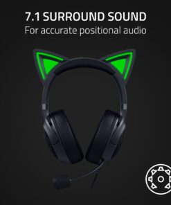 Razer Kraken Kitty V2 USB Wired RGB Headset: Chroma Kitty Ears - Stream Reactive Lighting - HyperClear Cardioid Mic - Triforce 40 mm Drivers - 7.1 Surround Sound - Classic Black 15 71HAAQyw 4L