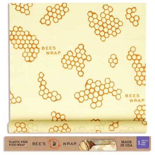 Bee's Wrap Reusable Beeswax Food Wraps Made in the USA, Eco Friendly Beeswax Food Wrap, Sustainable Food Storage Containers, Organic Cotton Food Wrap, XXL Cut To Size Wax Paper Roll, Honeycomb Pattern Honeycomb XXL