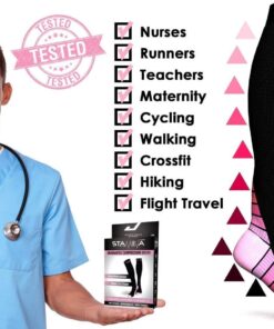 Physix Gear Compression Socks for Men & Women 20-30 mmhg Graduated Athletic for Running Nurses Shin Splints Flight Travel Black/Pink Small-Medium 22 71HB8iACVZL