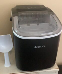 ecozy Portable Countertop Ice Maker - 9 Ice Cubes in 6 Minutes, 26 lbs Daily Output, Self-Cleaning with Ice Bags, Scoop, and Basket for Kitchen, Office, Bar, Party - Black Bullet Ice 1 31 71HBLXEwB4L