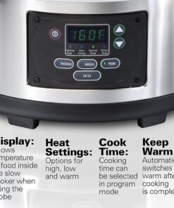 Portable 6 Quart Set & Forget Digital Programmable Slow Cooker with Lid Lock, Dishwasher Safe Crock & Lid, Temperature Probe, Stainless Steel 8 71HBmyKEqqL