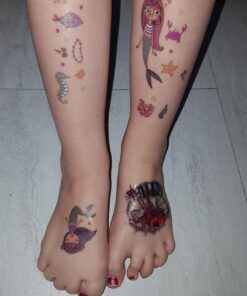 Temporary Tattoos for Kids(150pcs),Konsait Fake Mermaid Assorted Temporary Tattoos For Children Girls Birthday Party Favors Supplies Great Kids Party Accessories Goodie Bag Stuffers Party Fillers Gift 9 71HBoTu2wQL