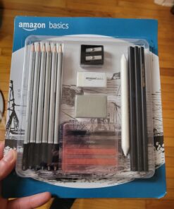 Amazon Basics Sketch and Drawing Art Pencil Kit, 17 Piece Set, Charcoal, Black, White 28 71HByGMxj9L
