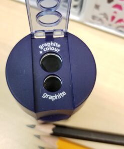 Staedtler 512 001 ST Double-hole Tub Pencil Sharpener 1-2/3 L x 2-1/4 W x 1-2/3 H in Blue, Silver 33 71HC9GCQGgL