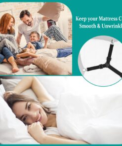 Tuyeabc Bed Sheet Holder Straps, 3 Set/12 Ways, Adjustable Crisscross Bed Sheet Clips, Elastic Bands Suspenders Keeping Fitted Bedsheet in Place for Twin Queen King Mattress, Bed Sheet Fasteners Black,3 Set 21 71HCHgN3oVL