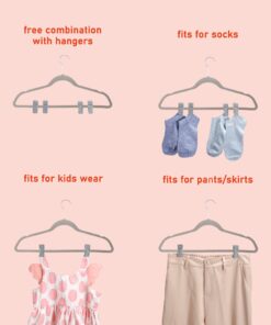 Alternative view of HOUSE DAY 20 Pack Plastic Finger Clips for Hangers, Grey Pants Hanger Clips, Strong Pinch Grip Clips for Use with Slim-line Clothes Hangers, Clips for Velvet Hangers Gray