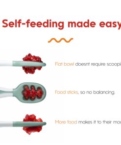 NumNum Baby Spoons Set, Pre-Spoon GOOtensils for Kids Aged 6+ Months - First Stage, Baby Led Weaning (BLW) Teething Spoon - Self Feeding, Silicone Toddler Food Utensils - 2 Spoons, Gray/Green Storm Gray/Glacier Green 23 71HCkDDyO0L