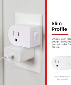 UltraPro Grounded Power Switch, 4 Pack, Outlet Extender, 3 Prong, Easy to Install, for Indoor Lights and Small Appliances, Energy Efficient Adapter, Space Saving Design, UL Listed, White, 46844 9 71HF3VS5BSL 1