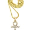 Fashion 21 Micro Pave Egyptian Ankh Cross Pendant 22 to 27 inches Various Chain Necklace Gold Tone 2mm 20" Box Chain 11 71HFvoRh0YL