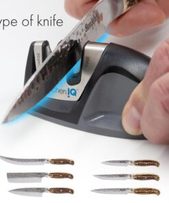 KitchenIQ 50009 Edge Grip 2-Stage Knife Sharpener, Black, Coarse & Fine Sharpeners, Compact for Easy Storage, Stable Non-Slip Base, Soft Grip Rubber Handle, Straight & Serrated Knives 35 71HGPuDB4iL