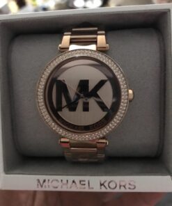 Michael Kors Parker Women's Watch, Stainless Steel and Pavé Crystal Watch for Women with Steel, Leather, or Silicone Band Rose Gold Logo 24 71HHPsaSrML