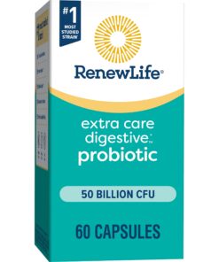 Renew Life Extra Care Digestive Probiotic Capsules, 50 Billion CFU Guaranteed, Daily Supplement Supports Immune, Digestive and Respiratory Health, L. Rhamnosus GG, Dairy, Soy and gluten-free, 60 Count 60 Count (Pack of 1) 28 71HI0FS1EVL