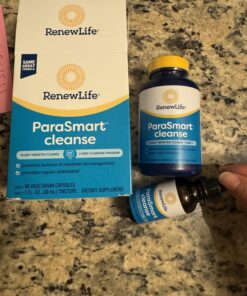 Renew Life ParaSmart; 14-Day, 2-Part Cleanse; Promotes Balance of Intestinal Microorganisms; Promotes Regular Elimination; Gluten, Dairy and Soy Free; 90 Vegetarian Capsules, 1 Fl. Oz. Tincture* 19 71HILzsidvL