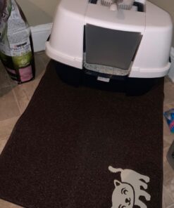 Smiling Paws Pets - Extra Large Cat Litter Mat - Pet Rug - Catches Litter That Spills Outside Litter Box - Easy to Clean - Non-Slip - Litter Box Mat - Kitty Litter Catcher - Brown L Size (35" x 23.5”) 1 Count (Pack of 1) 41 71HIe3CfCIL