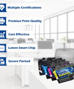 DOUBLE D LC3037 Ink Cartridges Compatible Replacement for Brother LC3037 LC3037XXL LC3039, High Yield use with MFC-J6945DW MFC-J5845DW XL MFC-J5945DW MFC-J6545DW XL (LC3037 2BK/2C/2M/2Y) 8PK 12 71HJPlea8DL