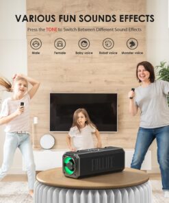 Karaoke Machine for Adults Kids with 2 UHF Wireless Microphones, XIZJ 2023 New Portable Bluetooth Singing PA Speaker System with RGB Lights/Strap, Support AUX-in/USB/TF, an Ideal Gift Black 16 71HJgYmUQdL