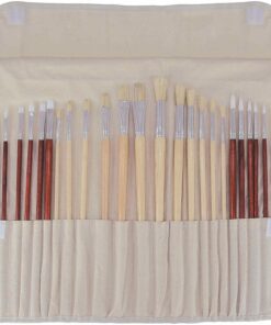 Art Advantage Brush Set t Oil/Acrylic 24pc Nylon and Hog Bristle Long Handle Brushes 24 Piece Set with Free Brush Roll Up 6 71HK4LnK7kL