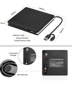 External DVD Drive, Amicool USB 3.0 Type-C CD DVD +/-RW Optical Drive USB C Burner Slim CD/DVD ROM Rewriter Writer Reader Portable for PC Laptop Desktop MacBook Mac Windows 7/8.1/10 Linux OS Apple 29 71HKVwoHzBS
