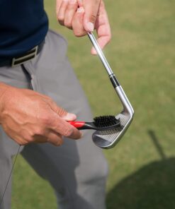 SHAUN WEBB GOLF Brush Cleaner Set - Keep Your Groves Clean for Optimal Performance. Wire and Nylon Bristle Brushes for Golfing Accessories with Retractable Zipline Cord, and Carabiner Clip 14 71HKfJUcL