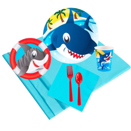 Sharks Childrens Birthday Party Supplies - Tableware Party Pack (16)