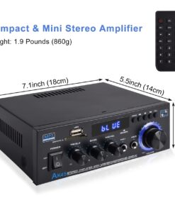 Stereo Audio Amplifier Receiver, 300Wx2 Home Dual Channel Bluetooth 5.0 Sound Speaker AMP, Home Amplifiers FM Radio, USB, SD Card, with Remote Control Home Theater Audio Stereo System Components 15 71HM1XoZrKL