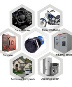 Ulincos Latching Pushbutton Switch U19C1 1NO1NC SPDT ON/Off Black Metal Shell with Blue LED Suitable for 19mm 3/4" Mounting Hole (Blue) Blue LED with Black 24 71HMOx9anoL