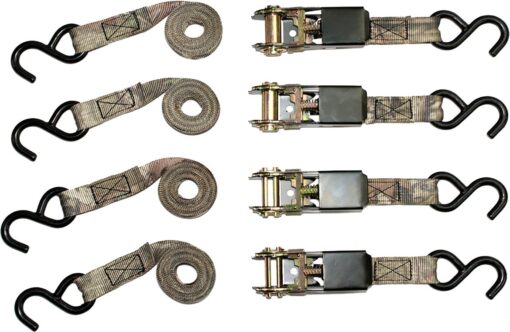 RPS Outdoors SI-2067 Mossy Oak Break-Up Infinity Camo 1" x 8' Ratchet Tie Down Straps (900 lb Tension Strength), 4 Pack 1" x 8' (300 lb Work Strength)