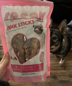 Speak Dog Treats Oink Sticks, Gluten and Grain Free Low Calorie Pork Trachea Chews for Small Breeds, Perfect Alternative for Rawhide, 8 Ounces 19 71HNedv71mL