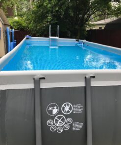 Intex 18ft X 9ft X 52in Ultra Frame Rectangular Pool Set with Sand Filter Pump, Ladder, Ground Cloth & Pool Cover 18 ft x 9 ft x 52 in 50 71HNjp2mTJL