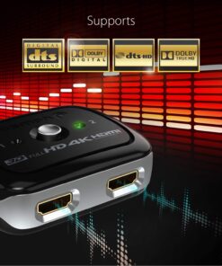 Fosmon 4K HDMI Switch 2 in 1 Out 4K@60Hz, 2-Port Bi-Directional HDMI 2.0 Switcher Splitter Hub UHD 3D HD 1080p HDCP, for HDTV, PS5/4, Xbox, Apple TV 2-Port / 4K@60Hz 19 71HOMU9xayL