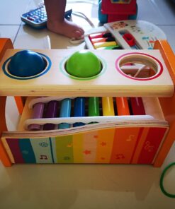 Hape Pound & Tap Bench with Slide Out Xylophone - Award Winning Durable Wooden Musical Pounding Toy for Toddlers,Yellow Yellow Mower 27 71HPADSbmAL 1