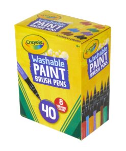 Crayola No-Drip Paint Brush Pens, Assorted Colors Set, 40 Count, Creative Gift for Kids and Teens Standard Packaging 10 71HPmgWW1jL
