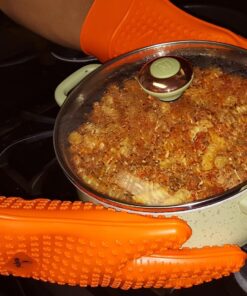 Jolly Green Products Ekogrips Premium Heat-Resistant BBQ Gloves for Cooking and Meat Handling, Kitchen Oven Gloves, Fireplace Accessory, Campfire Gloves, BBQ Mitt, Dishwashing Gloves (Orange, L/XL) Orange 46 71HQ63P NcL