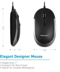 Macally Silent Wired Mouse - Slim & Compact USB Mouse for Apple Mac or Windows PC Laptop/Desktop - Designed with Optical Sensor & DPI Switch - Simple & Comfortable Wired Computer Mouse (Space Gray) Black with Space Gray Trim 23 71HQNZw5oAL