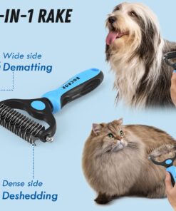 Alternative view of Pet Grooming Brush and Metal Comb Combo, Cat Brush Dog Brush for Shedding, Undercoat Rake for Dogs Grooming Supplies, Dematting Deshedding Brush Dogs Shedding Tool for Long matted Haired Pets, Blue