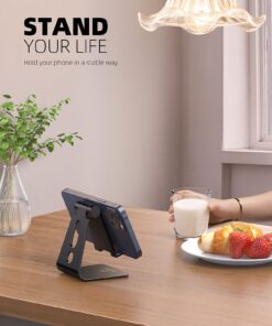 Alternative view of Lamicall Adjustable Cell Phone Stand, Desk Phone Holder, Cradle, Dock, Compatible with iPhone 15, 14, Plus, Pro, Pro Max, 13 12 X XS,4-8" Phones, Office Accessories, All Android Smartphone, Black
