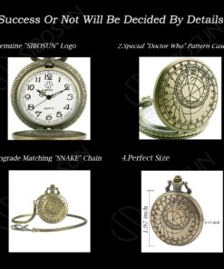SIBOSUN Pocket Watch Chain Quartz Movement Arabic Numerals Half Hunter Smooth Back Case Bronze Vintage Box 53.Copper 12 71HSB5VPHeL