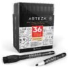 ARTEZA Black Dry Erase Markers with Erasers, Pack of 36, Fine Tip Magnetic Whiteboard Markers, Office Essentials, Homeschooling, Back to School Supplies for Teachers 1 Count (Pack of 36)