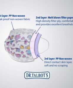 Dr. Talbot's Disposable Kid's Face Mask for Personal Health, Girl 2-5 Years, Prints May Vary, 10 Count 24 71HTXxQ0QFL
