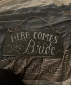 Primitives by Kathy 26915 Chalk Art Wedding Hanging Sign, 12 x 6-Inches, Here Comes the Bride 29 71HTuqKSamL
